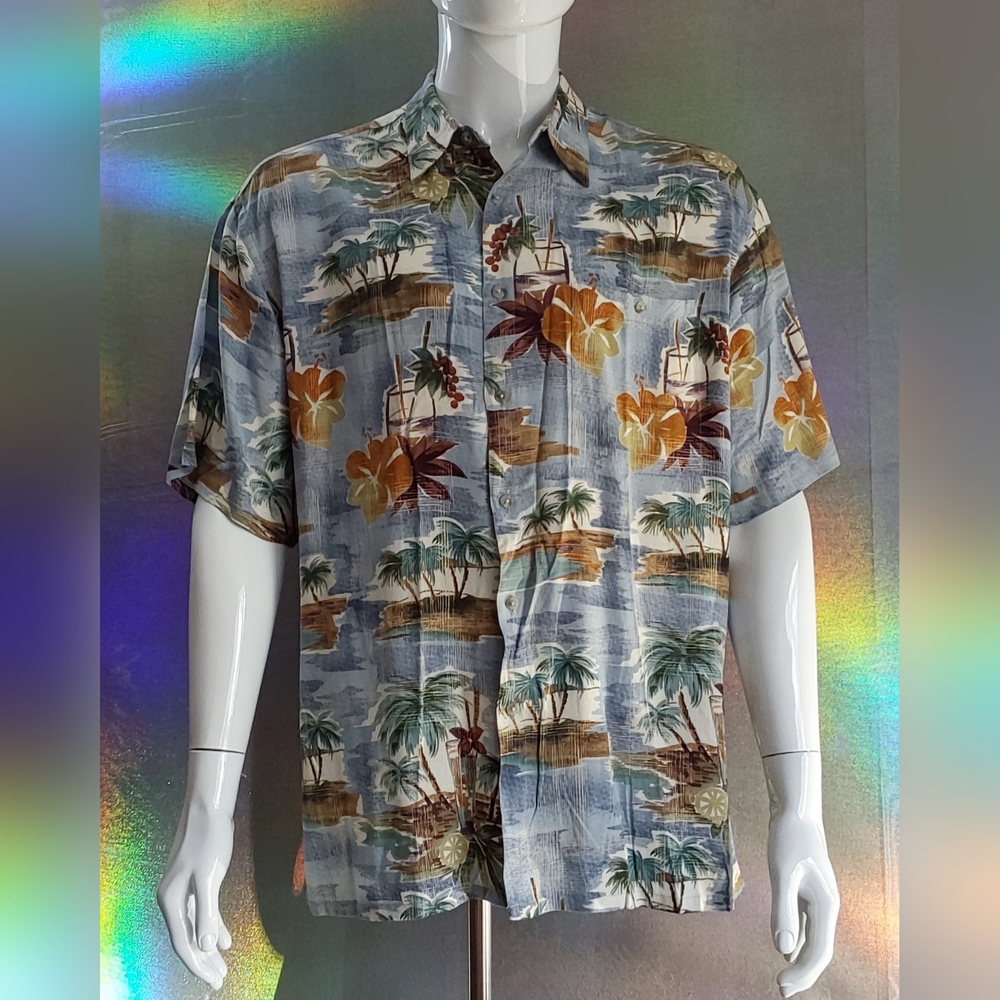 HOLLIS RIVER Tropical Print Men's Shirt LARGE